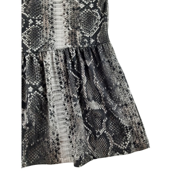 Zara Womens Gray Black Snakeskin Reptile Print Peplum Top Short Sleeve S - Picture 2 of 6